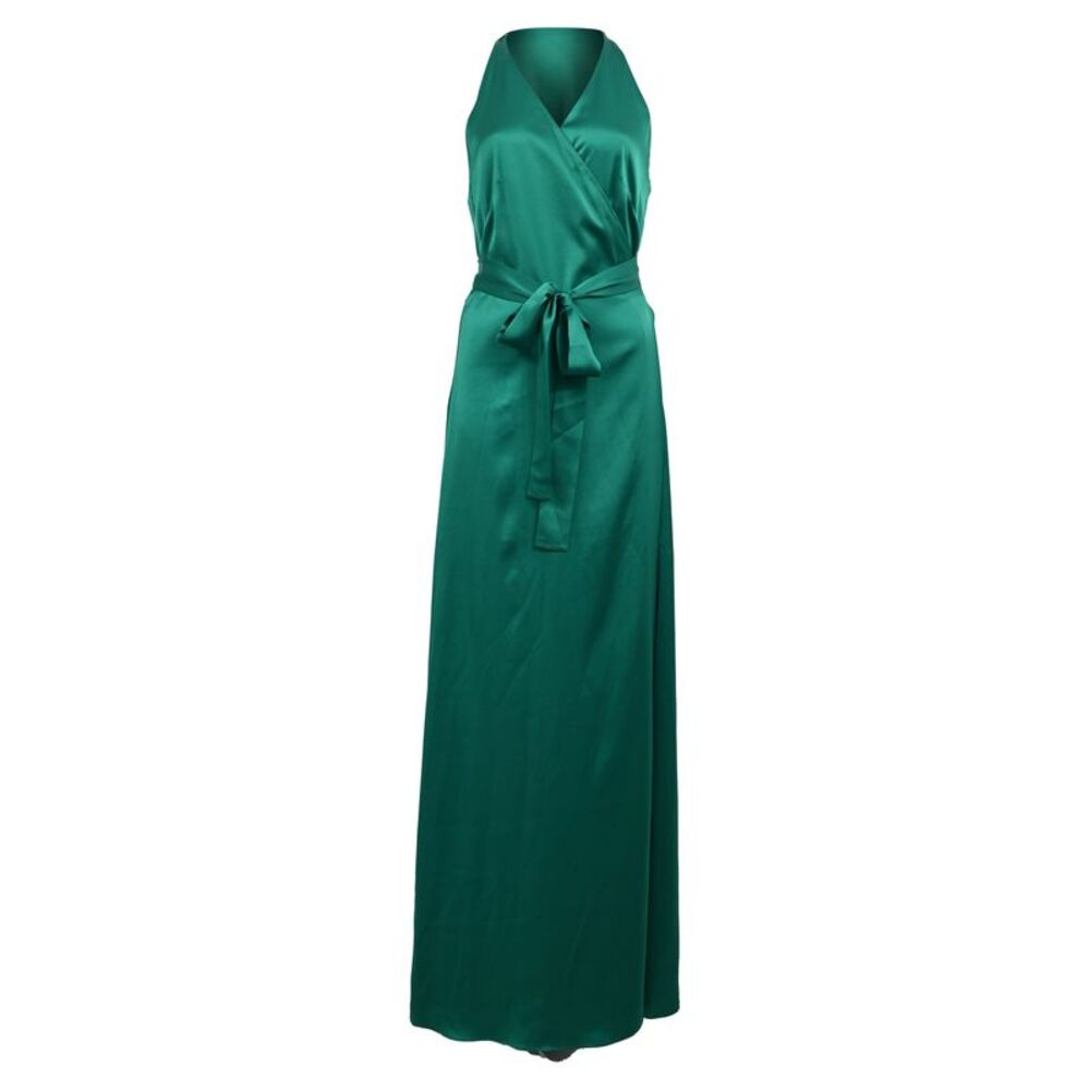 Diane Von Furstenberg V-Neck Maxi Dress in Green Triacetate